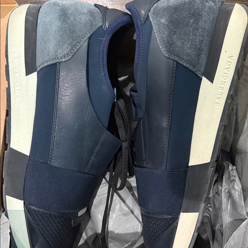 Balenciaga Men's Dark Blue and Gray Sneakers